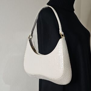 JW PEI White Croc-Embossed Shoulder Bag